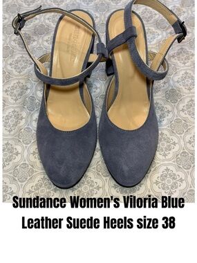 Sundance Women's Viloria Blue Leather Suede Heels size 38